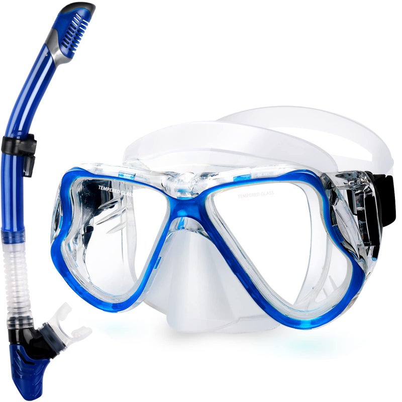 Greatever Dry Snorkel Set,Panoramic Wide View,Anti-Fog Scuba Diving Mask,Professional Snorkeling Gear for Adults - Image 1